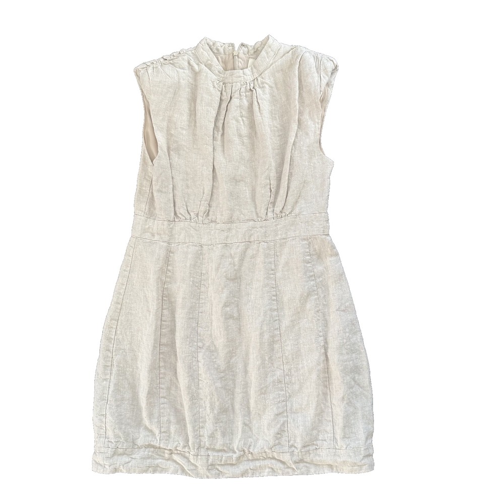 DISSH Linen Dress Women US 6 Beige Sleeveless Mini Lined